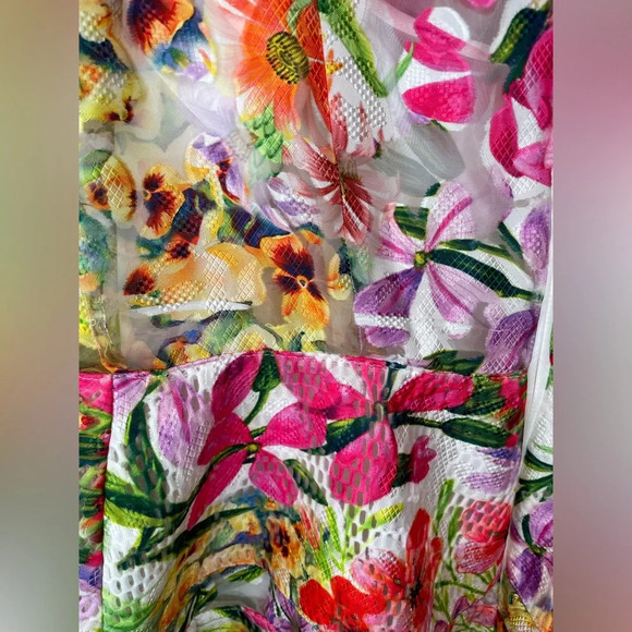 Rickie Freeman For Teri Jon Floral Fit & Flare Sheath Cocktail Dress Size 8 - Picture 8 of 9